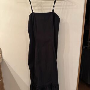 Spaghetti strap fitted stretchy black cocktail dress